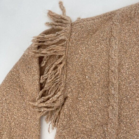 Tularosa Size M Lonestar Fringe Sleeve V-Neck Sweater in Peach Wool Blend - Picture 7 of 13